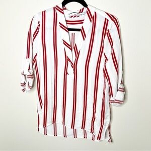The Archives Red White Vertical Stripe Blouse Size XS